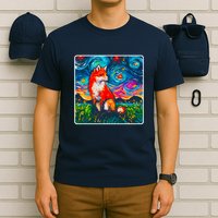 Lupine Night Fox Starry Night Art Painting T-Shirt