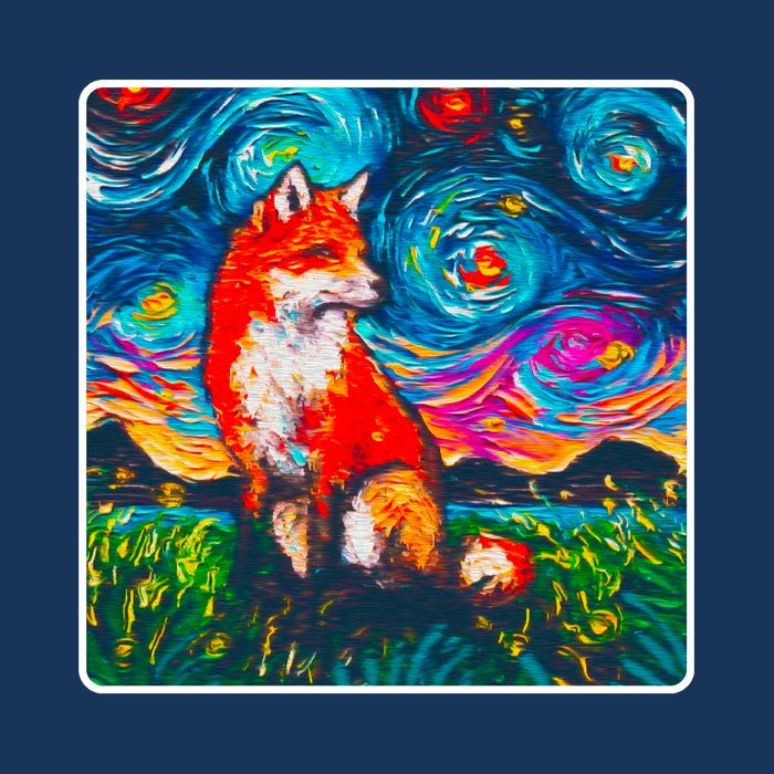 Lupine Night Fox Starry Night Art Painting Beanie