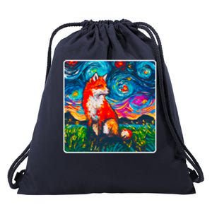 Lupine Night Fox Starry Night Art Painting Drawstring Bag