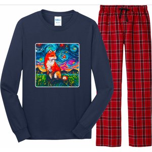 Lupine Night Fox Starry Night Art Painting Long Sleeve Pajama Set