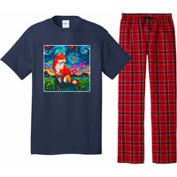 Lupine Night Fox Starry Night Art Painting Pajama Set