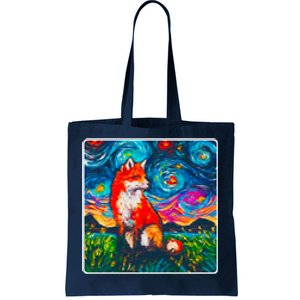 Lupine Night Fox Starry Night Art Painting Tote Bag