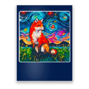 Lupine Night Fox Starry Night Art Painting Poster