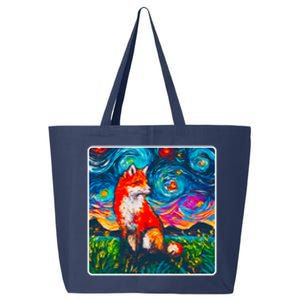 Lupine Night Fox Starry Night Art Painting 25L Jumbo Tote