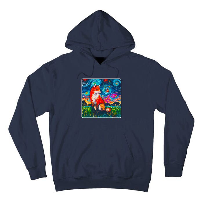 Lupine Night Fox Starry Night Art Painting Tall Hoodie