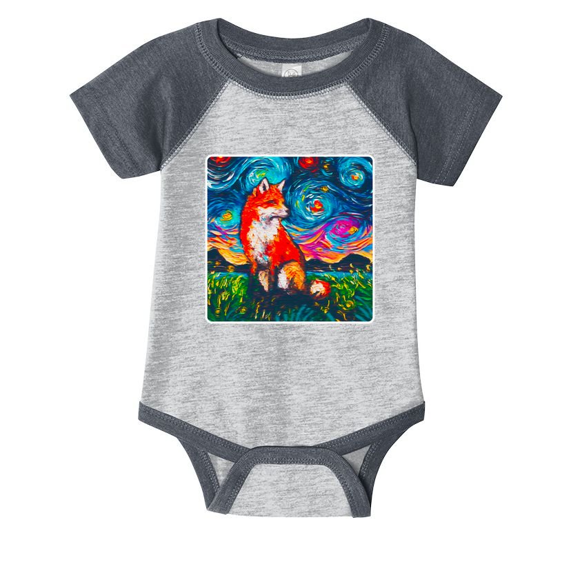 Lupine Night Fox Starry Night Art Painting Infant Baby Jersey Bodysuit