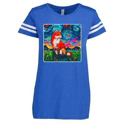 Lupine Night Fox Starry Night Art Painting Enza Ladies Jersey Football T-Shirt