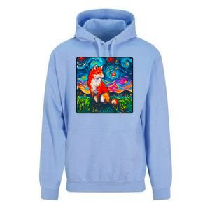 Lupine Night Fox Starry Night Art Painting Unisex Surf Hoodie