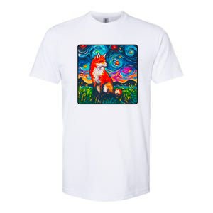 Lupine Night Fox Starry Night Art Painting Softstyle CVC T-Shirt