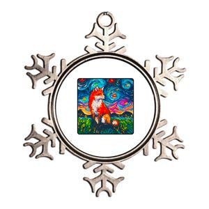 Lupine Night Fox Starry Night Art Painting Metallic Star Ornament