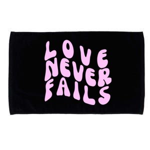 Love Never Fails Cute Gift Casual Back Letter Valentines Day Faith Gift Microfiber Hand Towel