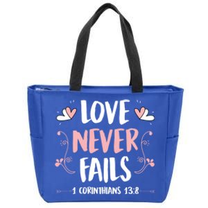 Love Never Fails 1 Corinthians 13 8 Bible Verse Christian Cool Gift Zip Tote Bag