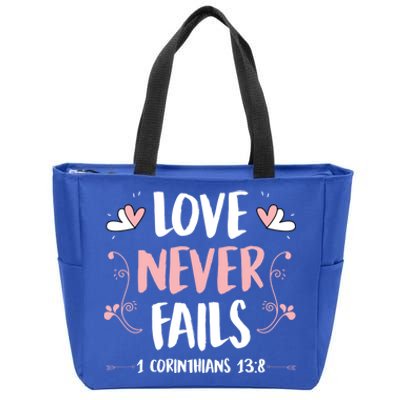 Love Never Fails 1 Corinthians 13 8 Bible Verse Christian Cool Gift Zip Tote Bag