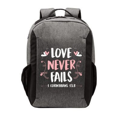 Love Never Fails 1 Corinthians 13 8 Bible Verse Christian Cool Gift Vector Backpack