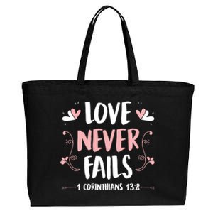 Love Never Fails 1 Corinthians 13 8 Bible Verse Christian Cool Gift Cotton Canvas Jumbo Tote