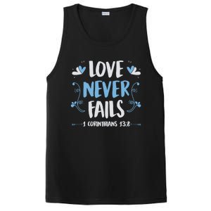 Love Never Fails 1 Corinthians 13 8 Bible Verse Christian Gift PosiCharge Competitor Tank