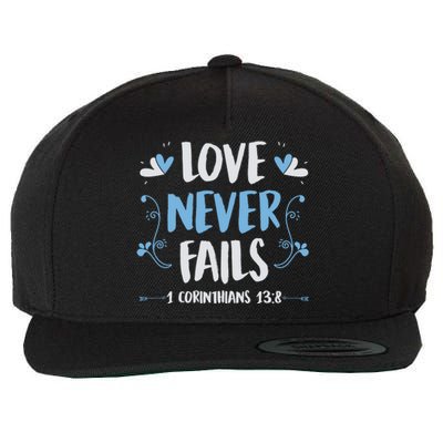 Love Never Fails 1 Corinthians 13 8 Bible Verse Christian Gift Wool Snapback Cap