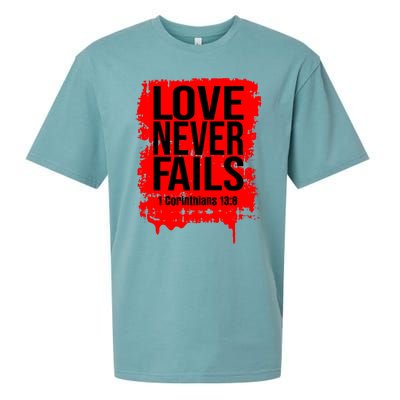 Love Never Fails Valentines Day Christian Faith Bible Verse Cool Gift Sueded Cloud Jersey T-Shirt