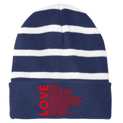 Love Never Fails Striped Beanie with Solid Band