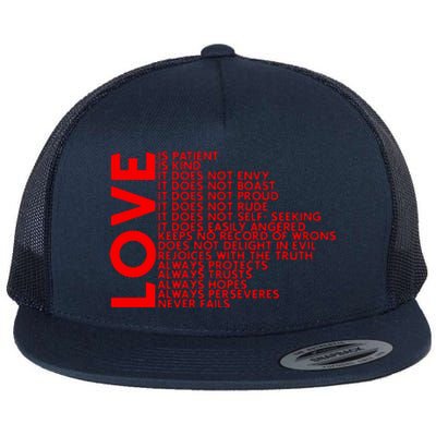 Love Never Fails Flat Bill Trucker Hat