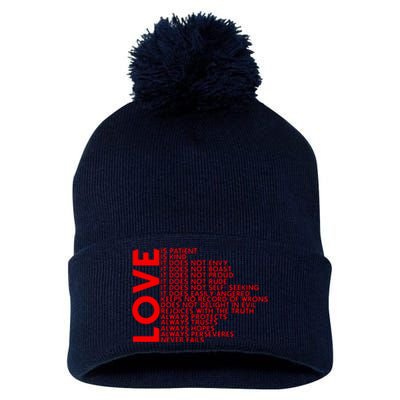 Love Never Fails Pom Pom 12in Knit Beanie