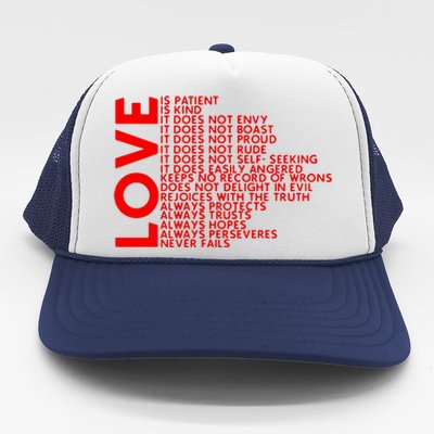 Love Never Fails Trucker Hat