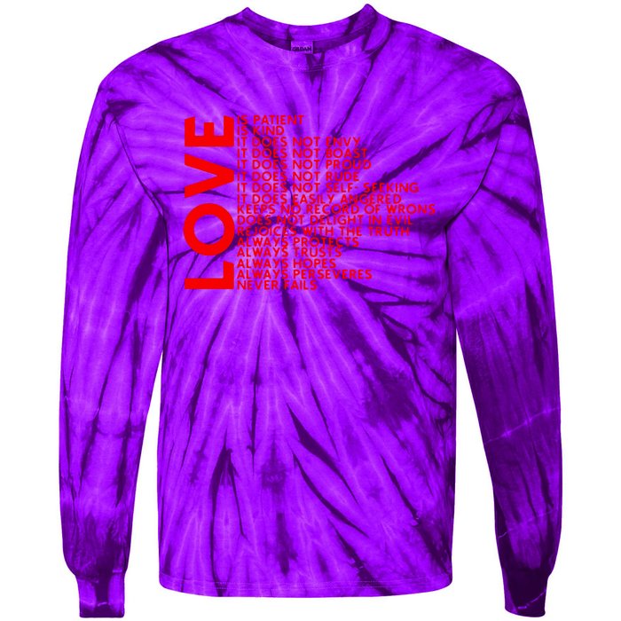 Love Never Fails Tie-Dye Long Sleeve Shirt