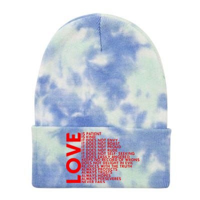 Love Never Fails Tie Dye 12in Knit Beanie