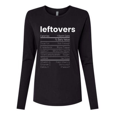 Leftovers Nutrition Facts Thanksgiving Leftover Recipes Womens Cotton Relaxed Long Sleeve T-Shirt