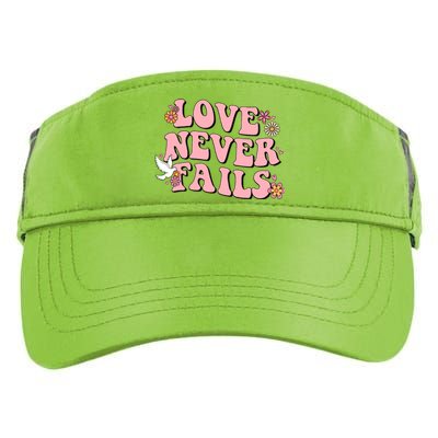 Love Never Fails Groovy Valentines Day Christian Religious Cool Gift Adult Drive Performance Visor