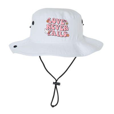 Love Never Fails Groovy Valentines Day Christian Religious Cool Gift Legacy Cool Fit Booney Bucket Hat