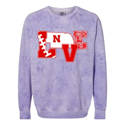 Love Nebraska Football Colorblast Crewneck Sweatshirt