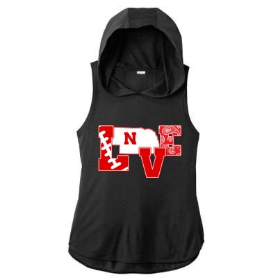 Love Nebraska Football Ladies PosiCharge Tri-Blend Wicking Draft Hoodie Tank