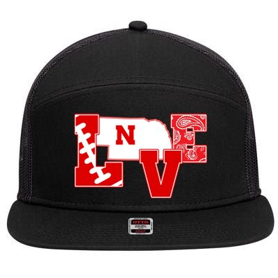 Love Nebraska Football 7 Panel Mesh Trucker Snapback Hat