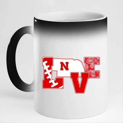 Love Nebraska Football 11oz Black Color Changing Mug