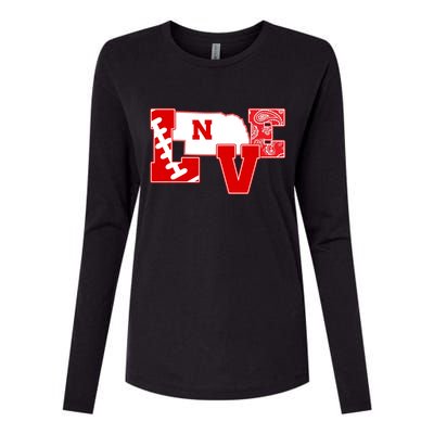 Love Nebraska Football Womens Cotton Relaxed Long Sleeve T-Shirt