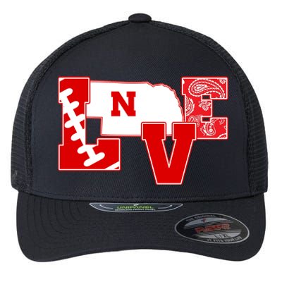 Love Nebraska Football Flexfit Unipanel Trucker Cap