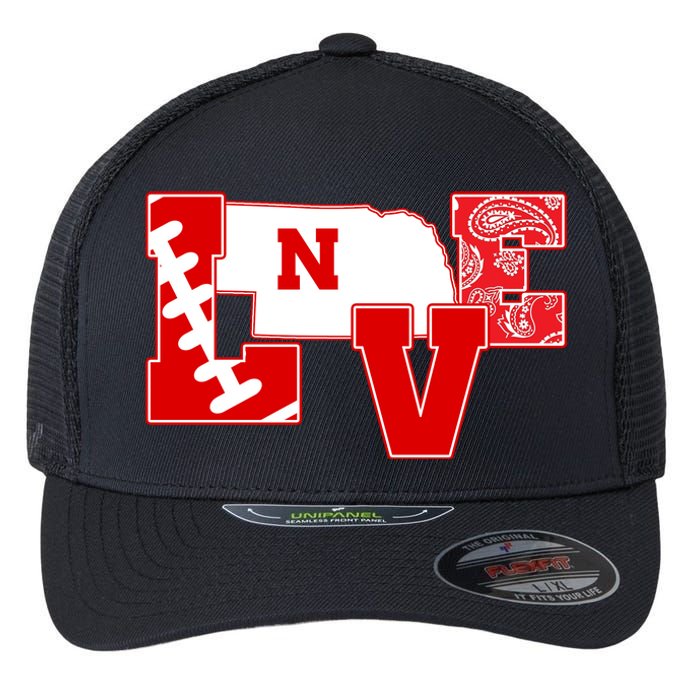 Love Nebraska Football Flexfit Unipanel Trucker Cap