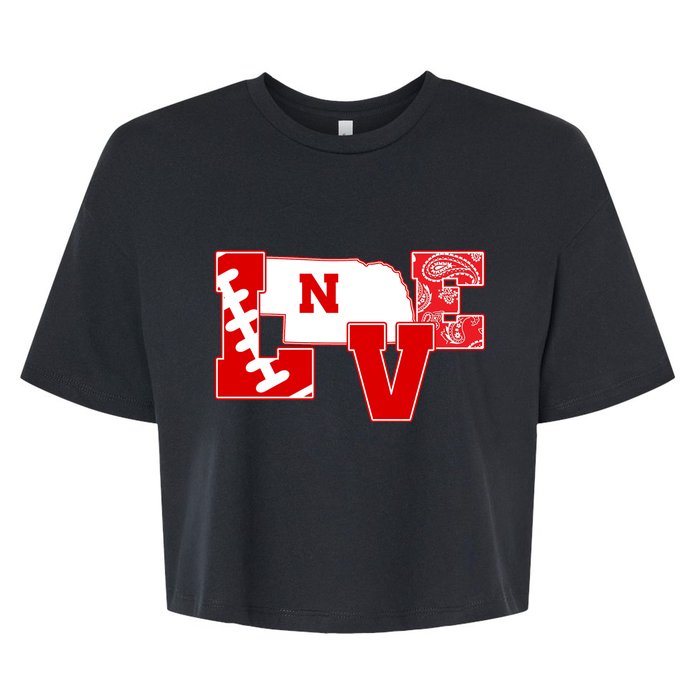 Love Nebraska Football Bella+Canvas Jersey Crop Tee