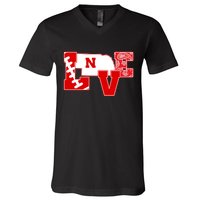 Love Nebraska Football V-Neck T-Shirt