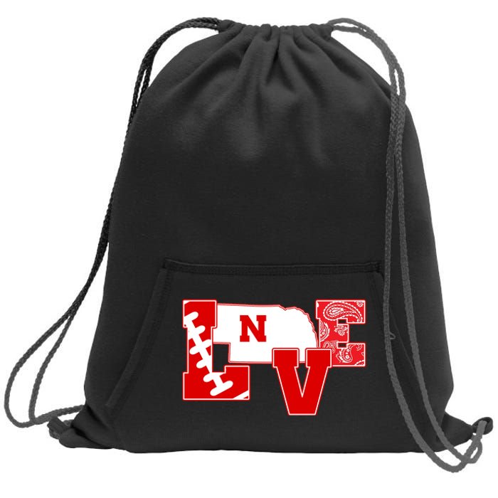 Love Nebraska Football Sweatshirt Cinch Pack Bag