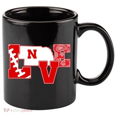 Love Nebraska Football 11oz C Handle Ceramic Mug
