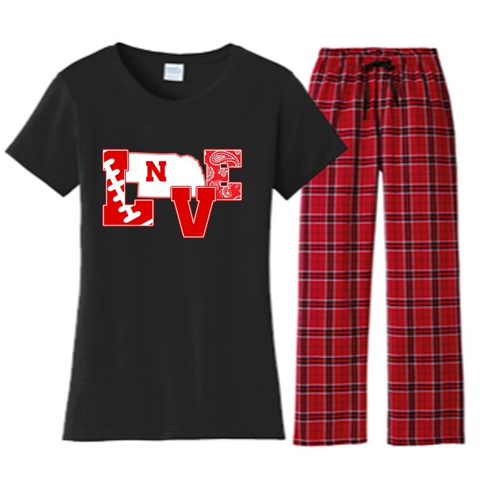 Love Nebraska Football Women's Flannel Pajama Set