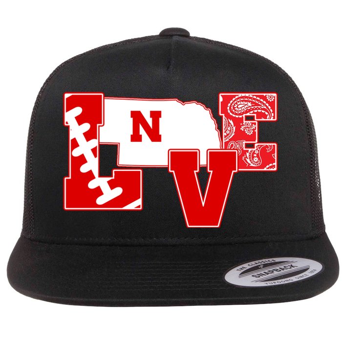 Love Nebraska Football Flat Bill Trucker Hat