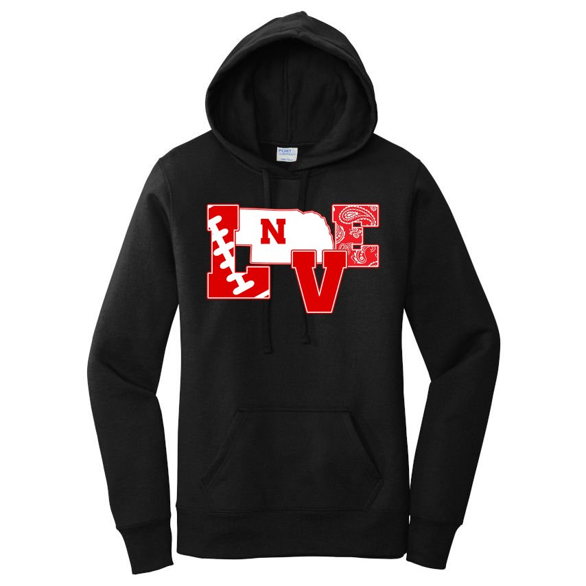 Love Nebraska Football Women's Pullover Hoodie