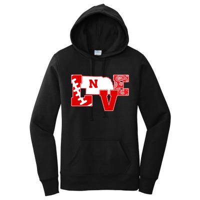 Love Nebraska Football Women's Pullover Hoodie