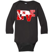 Love Nebraska Football Baby Long Sleeve Bodysuit