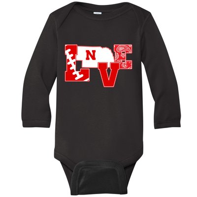 Love Nebraska Football Baby Long Sleeve Bodysuit