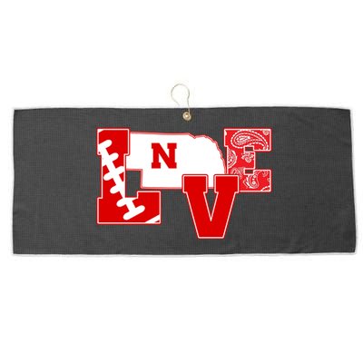 Love Nebraska Football Large Microfiber Waffle Golf Towel