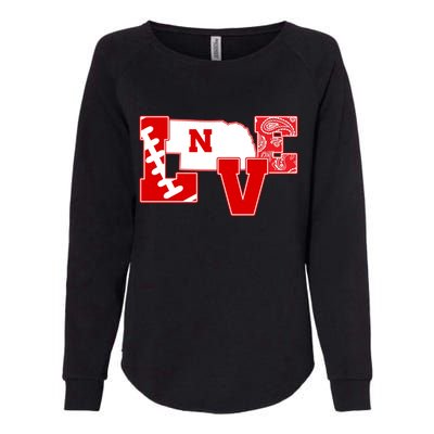 Love Nebraska Football Womens California Wash Sweatshirt